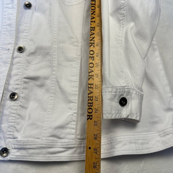 Catherines White Denim Jacket Eyelet Lace Long Sleeves Sz 3X Boho Cottagecore - Picture 6 of 13
